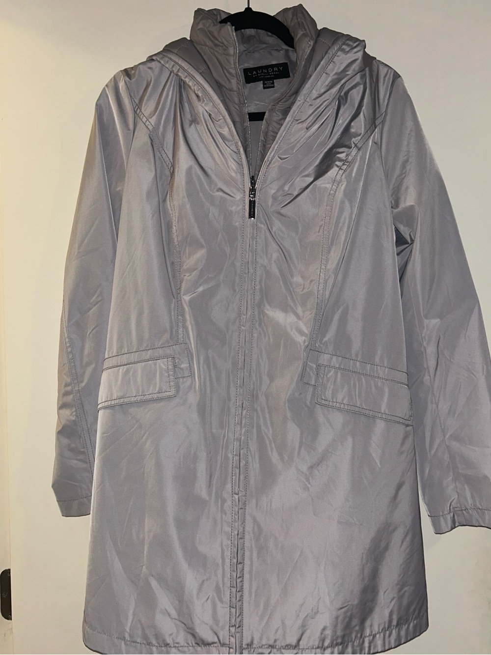 Laundry by Shelli Segal Light Gray Packable Hooded Puffer Coat